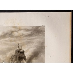 Gravure de 1841 - Attaque d'Alger par Mer - 3