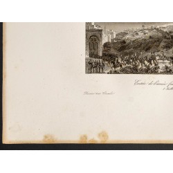 Gravure de 1841 - Entrée de l'armée Française à Alger - 4