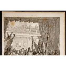 Gravure de 1841 - Le roi donne les drapeaux - 2