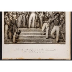 Gravure de 1841 - Le roi donne les drapeaux - 3
