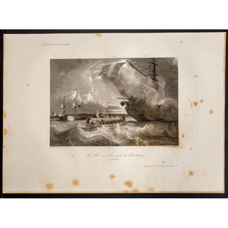 Gravure de 1841 - Louis Philippe à Cherbourg - 1