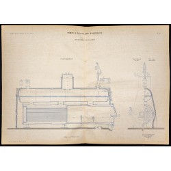 Gravure de 1882 - Pompe à feu du quai d'Austerlitz - 1