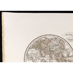 Gravure de 1827 - Mappemonde en deux hémisphères - 2
