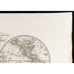 Gravure de 1827 - Mappemonde en deux hémisphères - 3