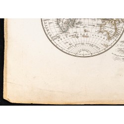 Gravure de 1827 - Mappemonde en deux hémisphères - 4