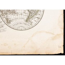 Gravure de 1827 - Mappemonde en deux hémisphères - 5