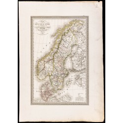 Gravure de 1827 - Carte de la Scandinavie - 1