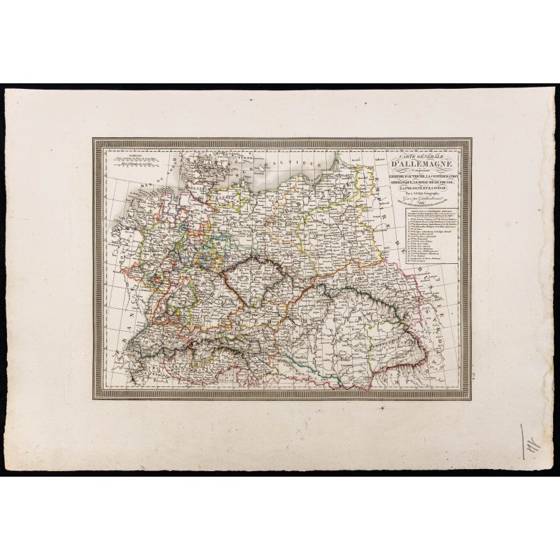 Gravure de 1827 - Carte générale de l'Allemagne - 1