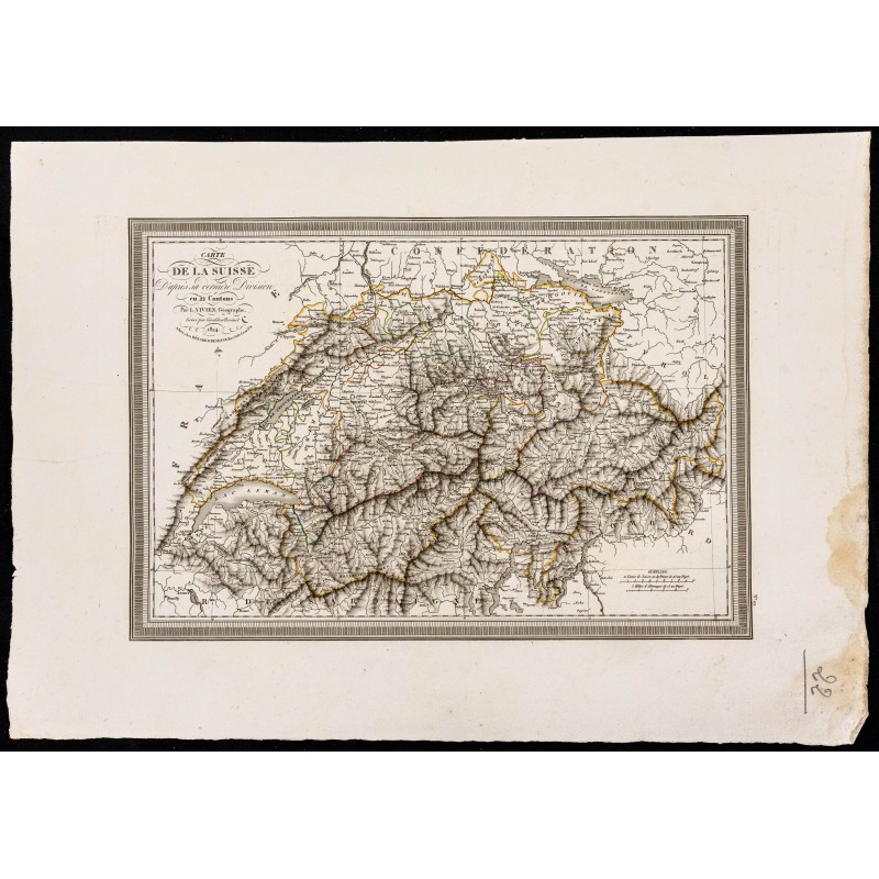 Gravure de 1827 - Carte de la Suisse - 1