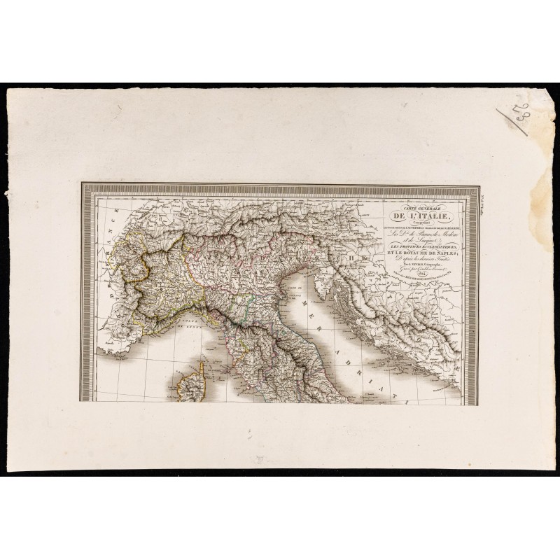 Gravure de 1827 - Carte de l'Italie - 1