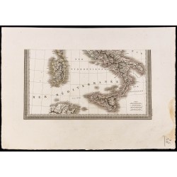 Gravure de 1827 - Carte de l'Italie - 2