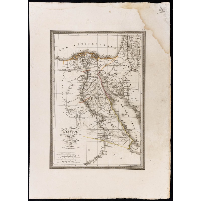 Gravure de 1827 - Carte de l'Égypte - 1