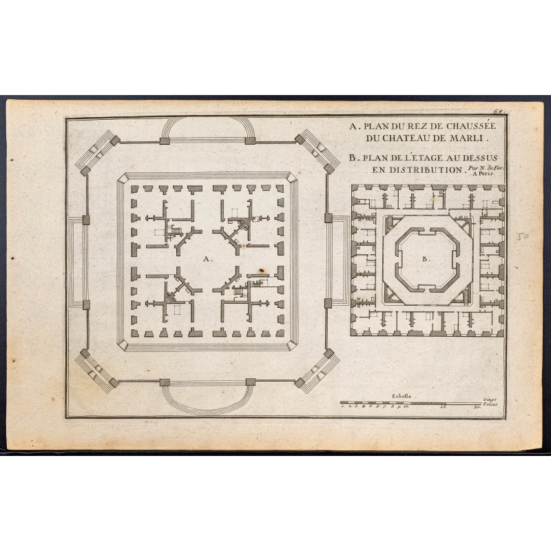 Gravure de 1720 - Château de Marly - 1