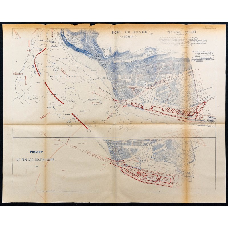 Gravure de 1884 - Plan du port du Havre - 1