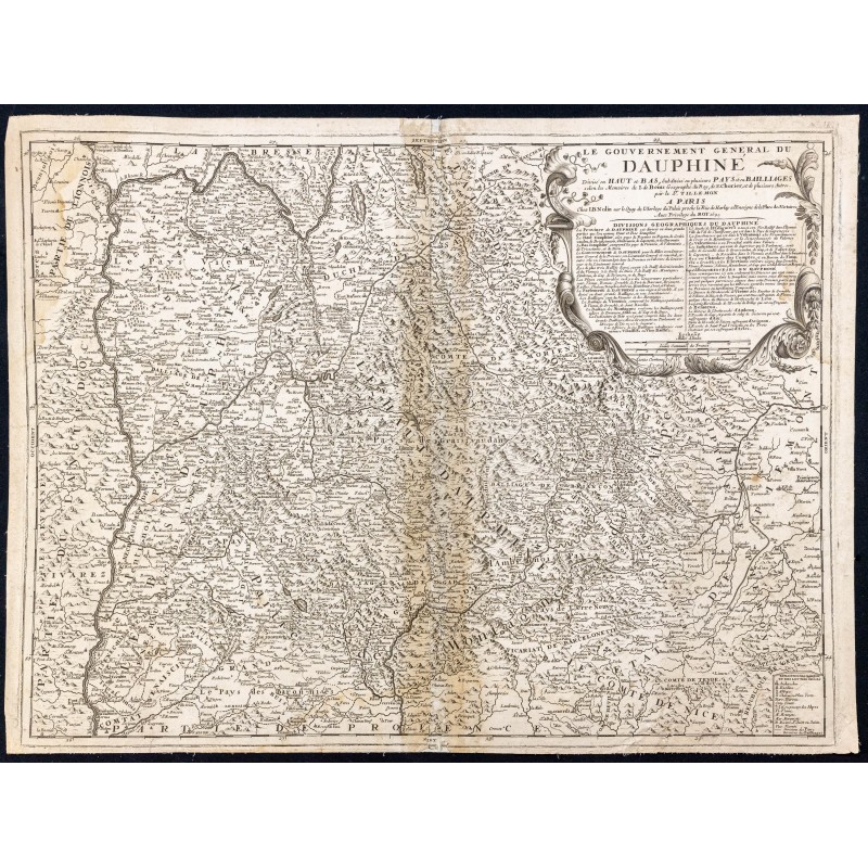 Gravure de 1690ca - Carte du Dauphiné - 1