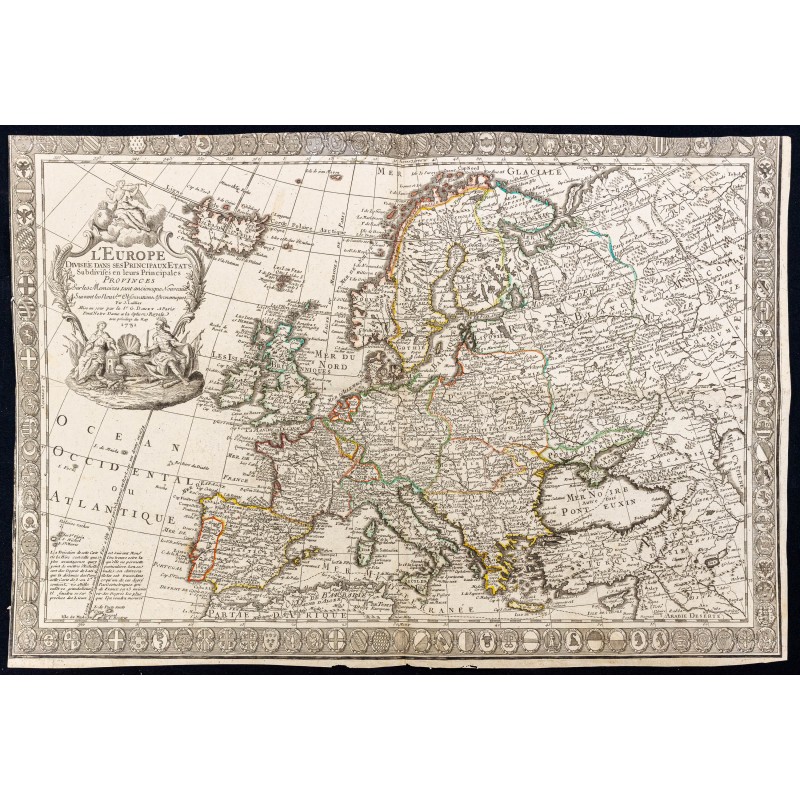 Gravure de 1731 - Carte de l'Europe - 1