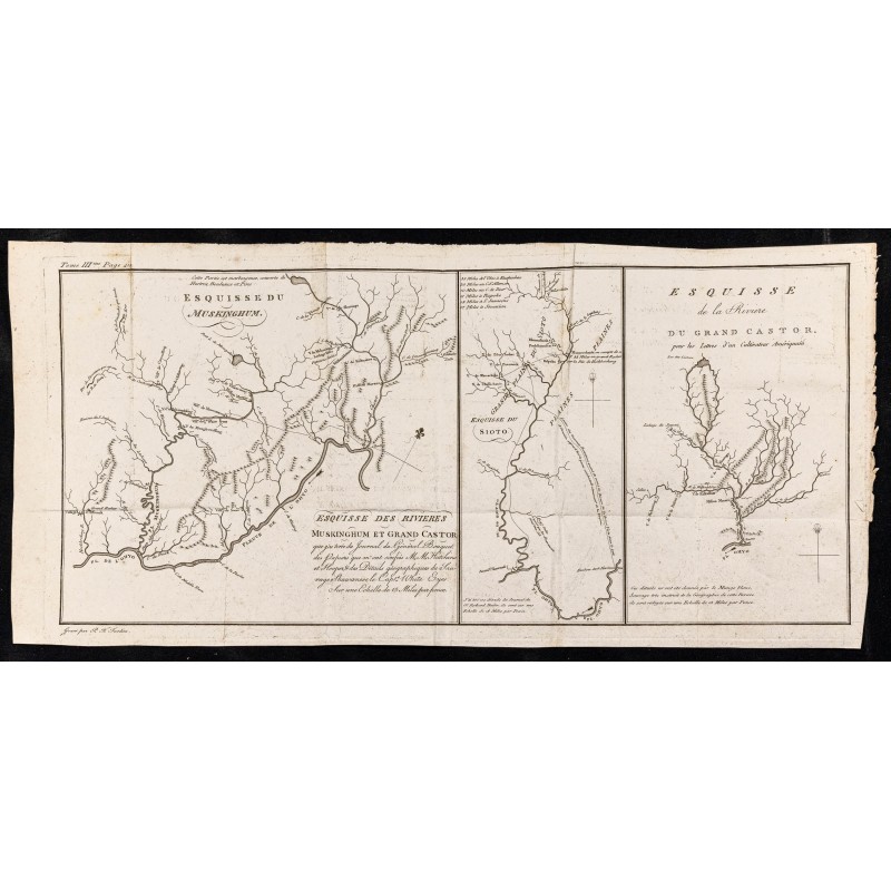 Gravure de 1787 - Muskinghum, Grand Castor et Scioto - 1