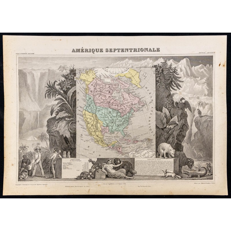 Gravure de 1845ca - Amérique du Nord - 1