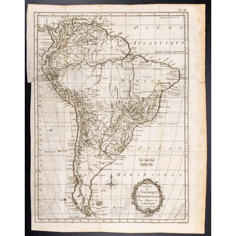 Gravure de 1778 - Carte de l'Amérique du sud - 1