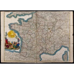 Gravure de 1794 - Carte routière de la France - 1