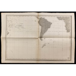 Gravure de 1876 - Océan Antarctique, Atlantique et Pacifique - 1