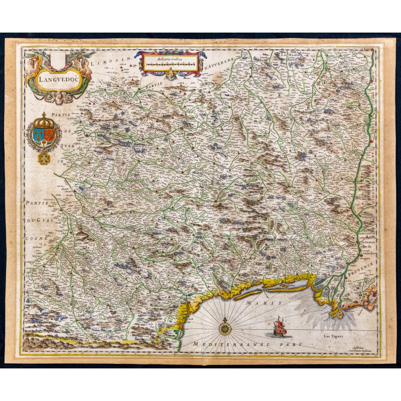 Gravure de 1650ca - Carte du Languedoc - 1