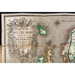 Gravure de 1794 - Carte et tableau de l'Europe - 3