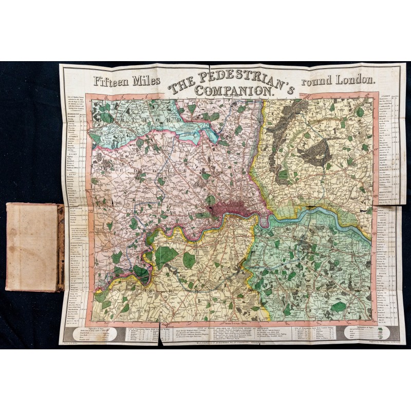Gravure de 1822 - Plan de Londres et ses environs - 1