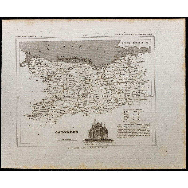 Gravure de 1833 - Département du Calvados - 1