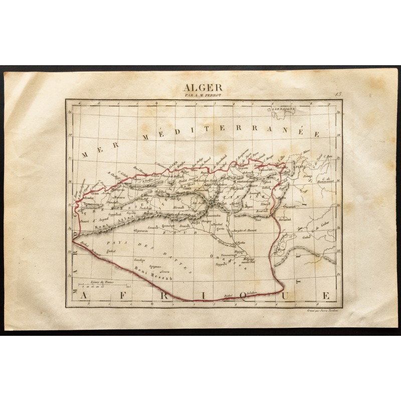 Gravure de 1843 - Carte de l'Algérie - 1