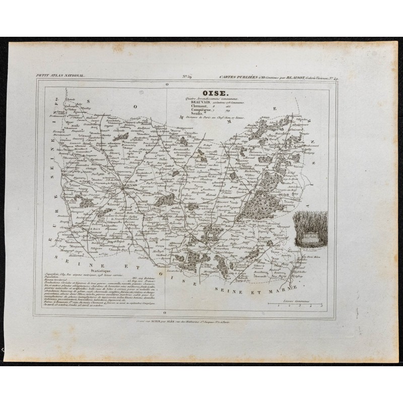 Gravure de 1833 - Département de l'Oise - 1