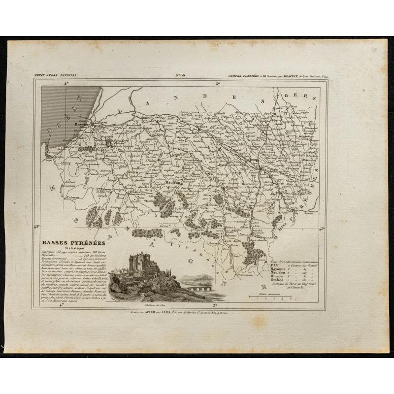 Gravure de 1833 - Département Pyrénées-Atlantiques - 1