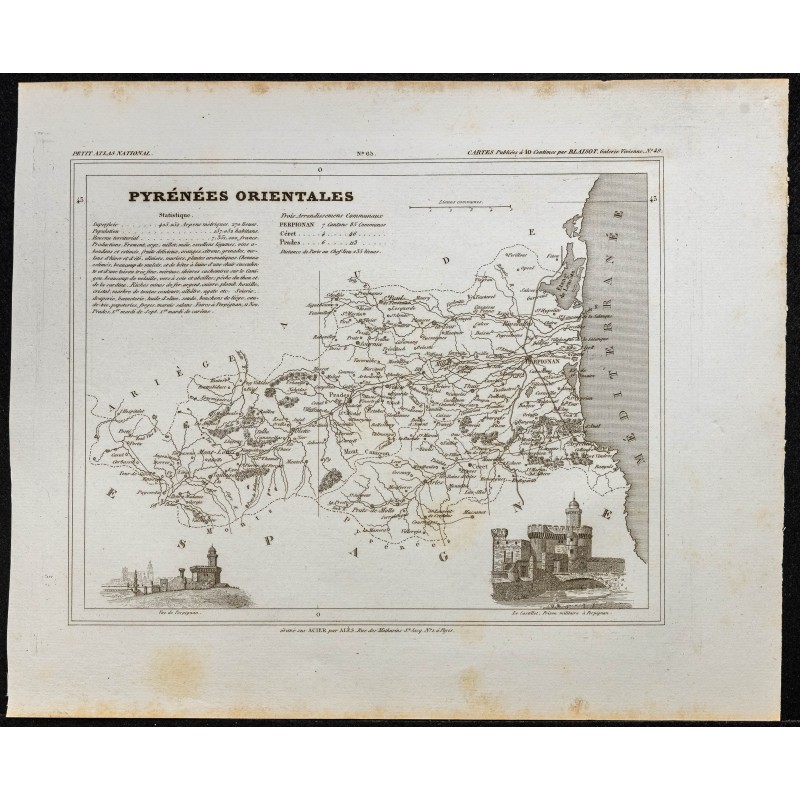 Gravure de 1833 - Département des Pyrénées orientales - 1