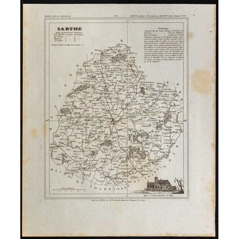 Gravure de 1833 - Département de la Sarthe - 1