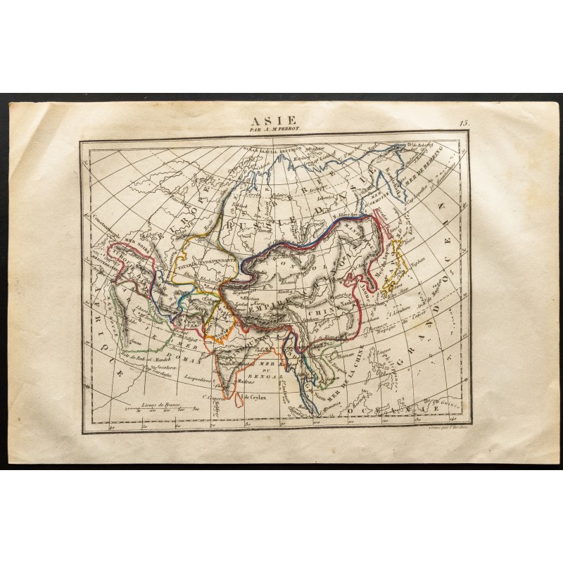 Gravure de 1843 - Carte de l'Asie (Perrot) - 1