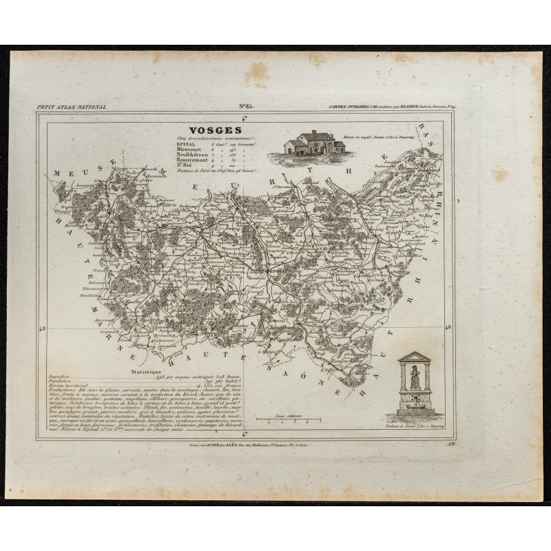 Gravure de 1833 - Département des Vosges - 1