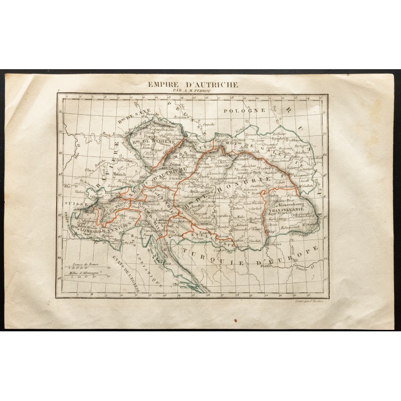 Gravure de 1843 - Carte de l'Empire d'Autriche - 1