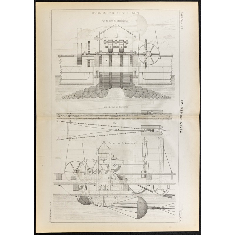 Gravure de 1884 - Hydromoteur Jagn - 1