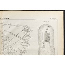 Gravure de 1884 - Terrassier à vapeur à godets articulés - 3