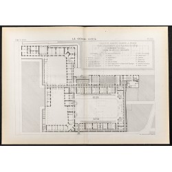 Gravure de 1884 - Collège Sainte-Barbe à Paris - 1