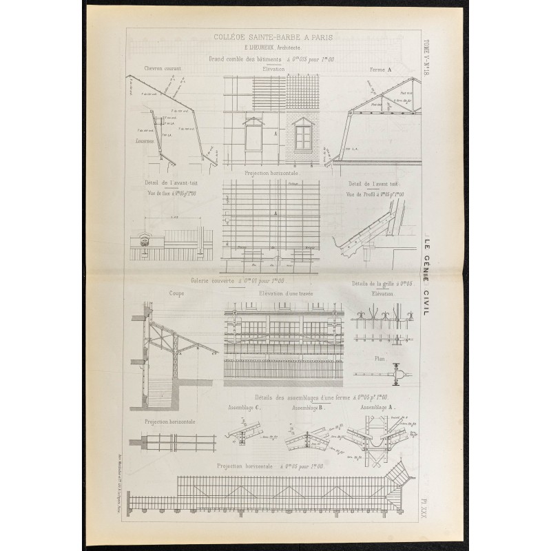 Gravure de 1884 - Collège Sainte-Barbe à Paris - 1