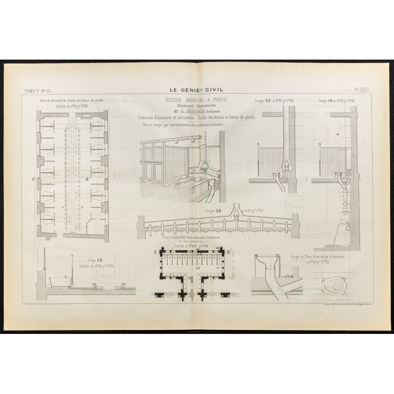 Gravure de 1884 - Lycée Carnot (École Monge) - 1