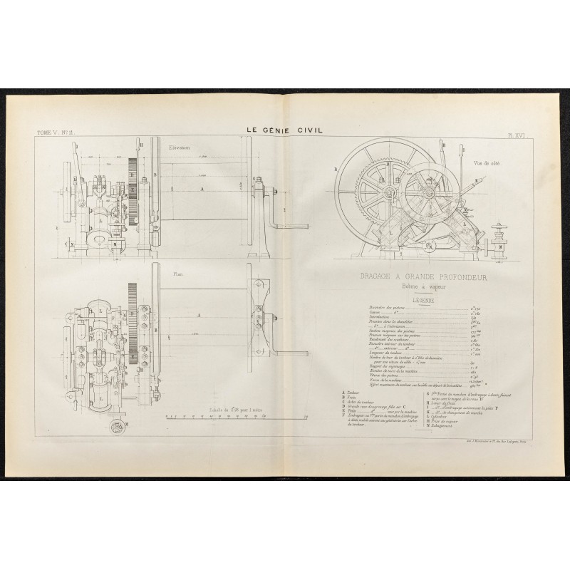 Gravure de 1884 - Dragage à grande profondeur - 1