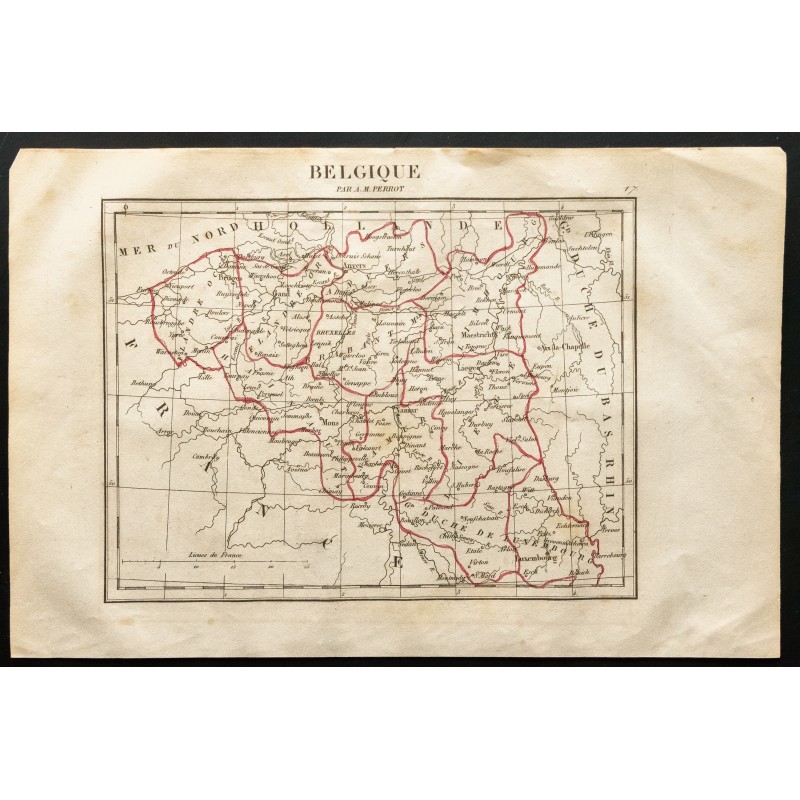 Gravure de 1843 - Carte de la Belgique - 1