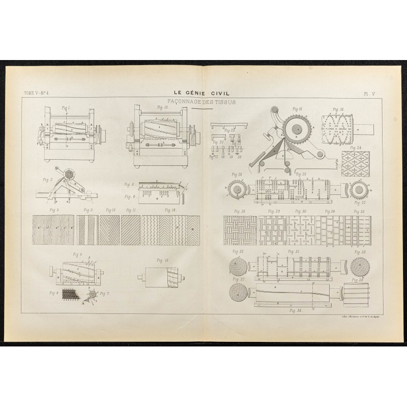 Gravure de 1884 - Façonnage des tissus - 1