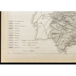 Gravure de 1884 - Carte géologique et minière de l'Espagne - 4