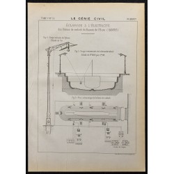 Gravure de 1884 - Éclairage à l’électricité des formes de radoub - 1