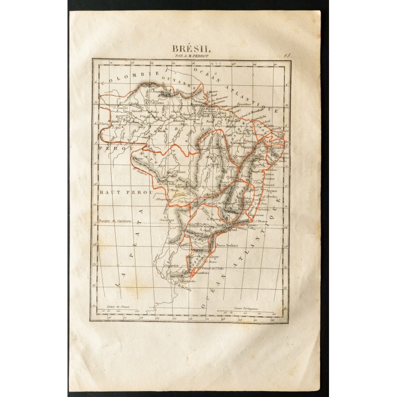 Gravure de 1843 - Carte du Brésil - 1