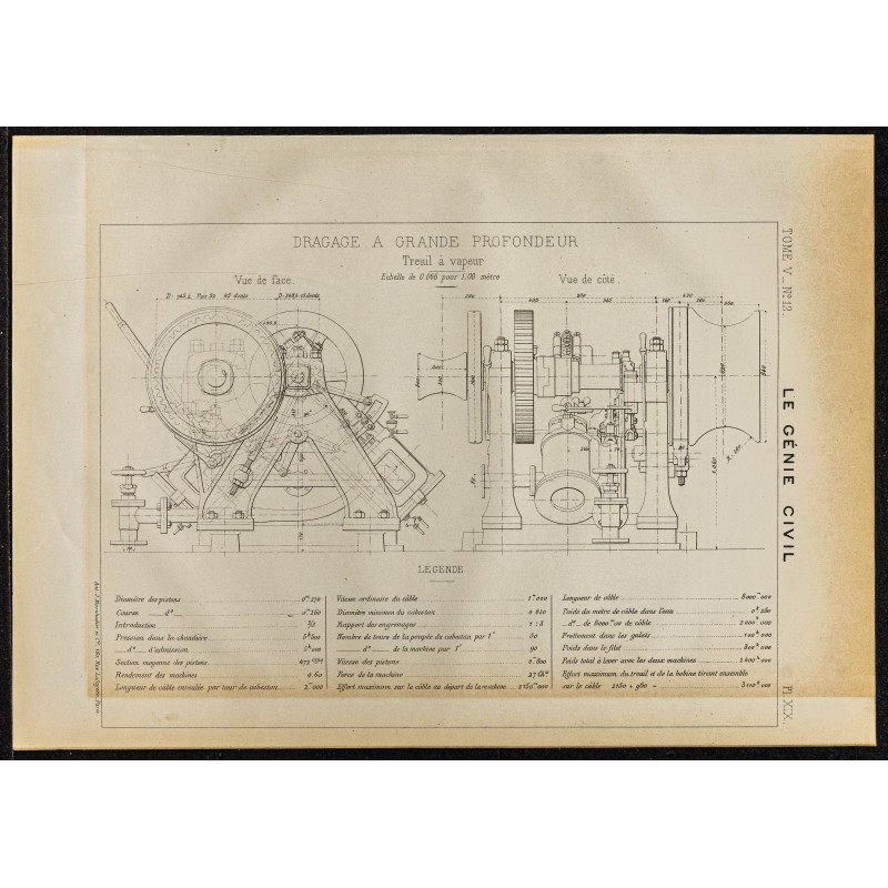 Gravure de 1884 - Dragage à grande profondeur - 1