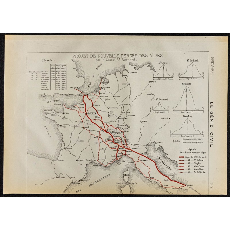 Gravure de 1884 - Percée des Alpes par le Grand-St-Bernard - 1